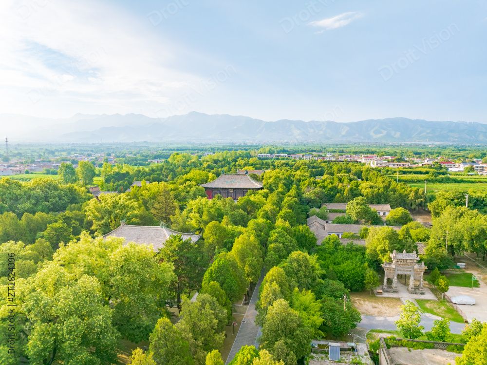 山西运城芮城县永乐宫航拍图片