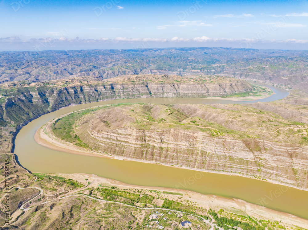 山西临汾永和黄河蛇曲地质公园夏日晴天图片