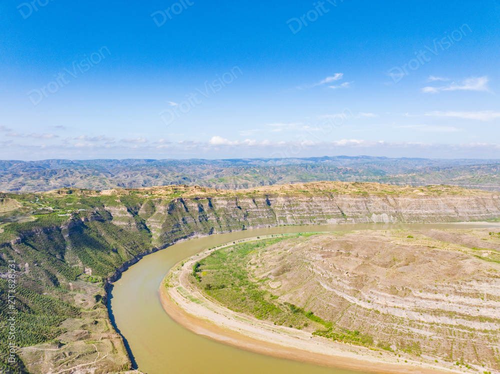 山西临汾永和黄河蛇曲地质公园夏日晴天图片