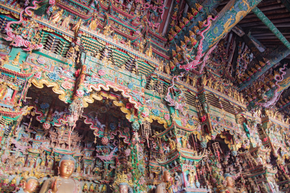 山西临汾隰县小西天悬塑彩绘图片