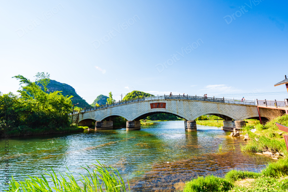 普者黑早上晴天下的荷塘图片