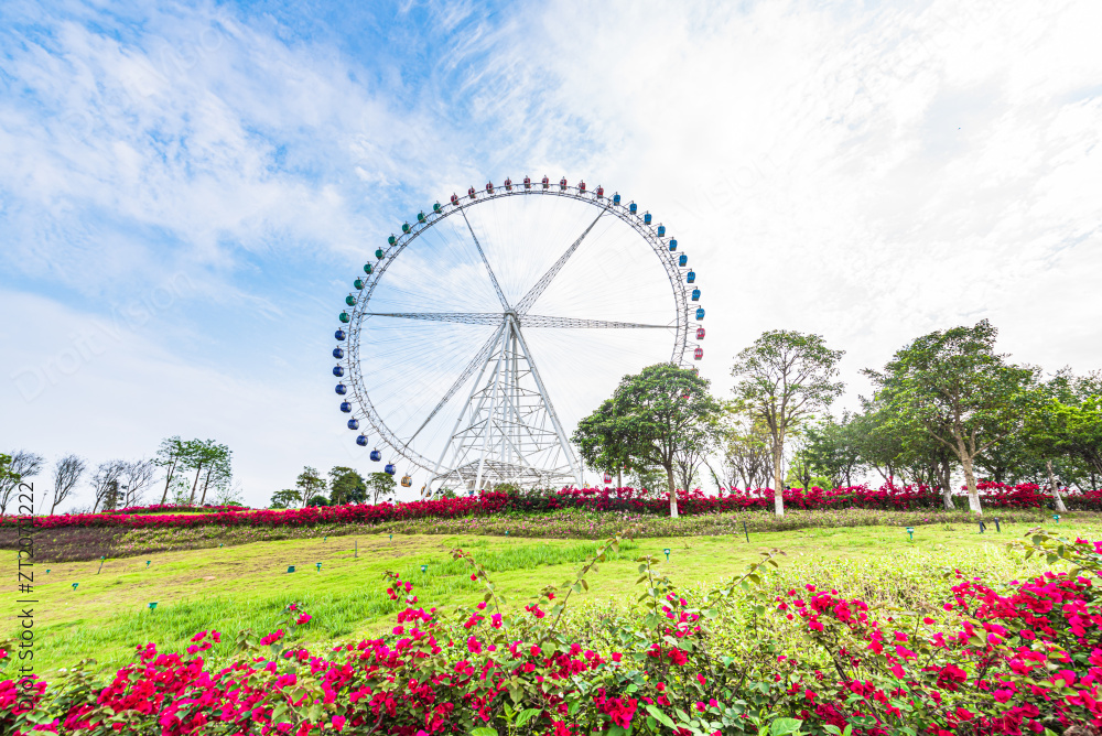 广西柳州卡乐星球内的草地与摩天轮图片