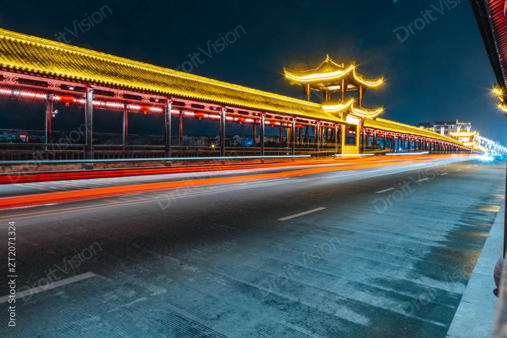 江西婺源县观景桥长曝光风光图片