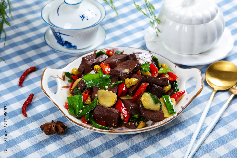 泡椒炒猪血图片