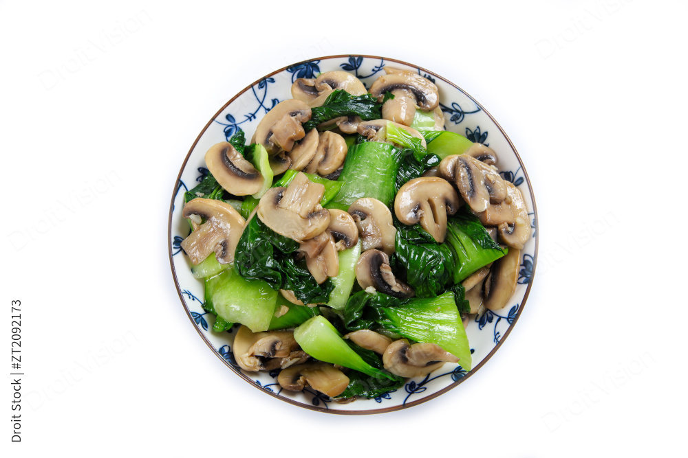 白蘑菇炒青菜图片