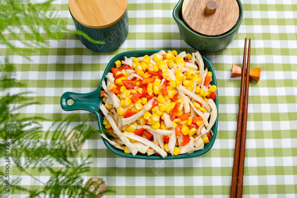 杏鲍菇炒玉米图片