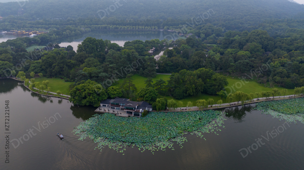 杭州西湖曲院风荷 亭台楼阁 荷花图片