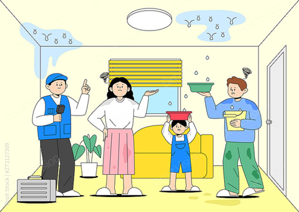 因漏水损害而受苦的插图向量 图片