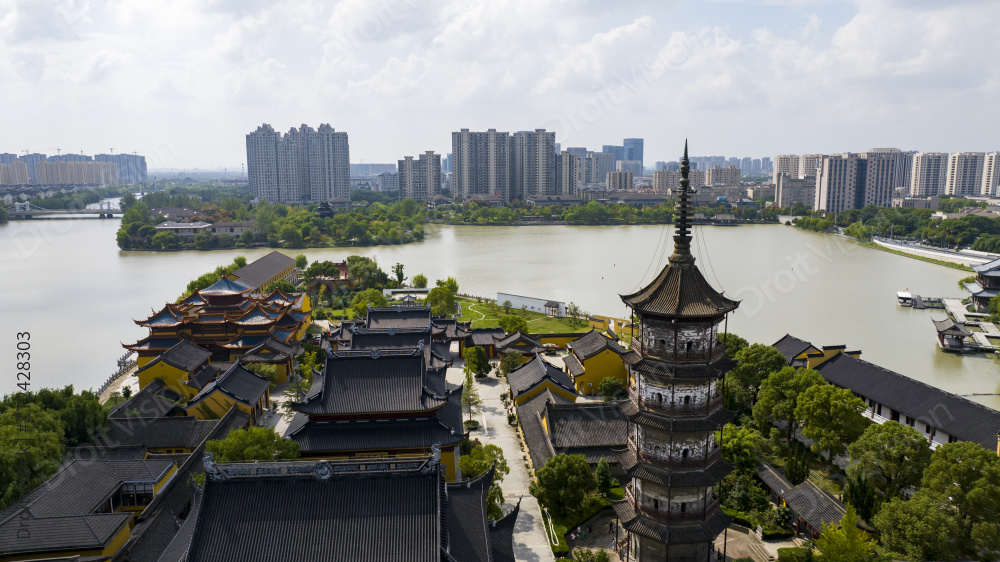 浙江嘉兴平湖城市风光航拍图片