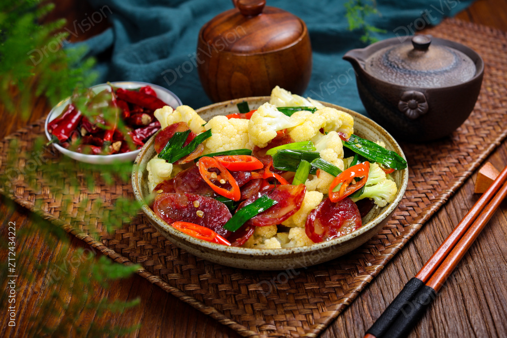 花菜炒腊肠图片