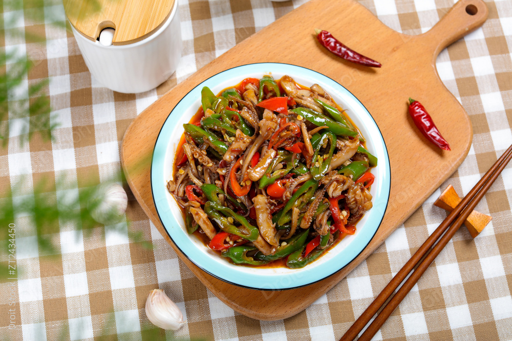 辣炒鱿鱼须图片