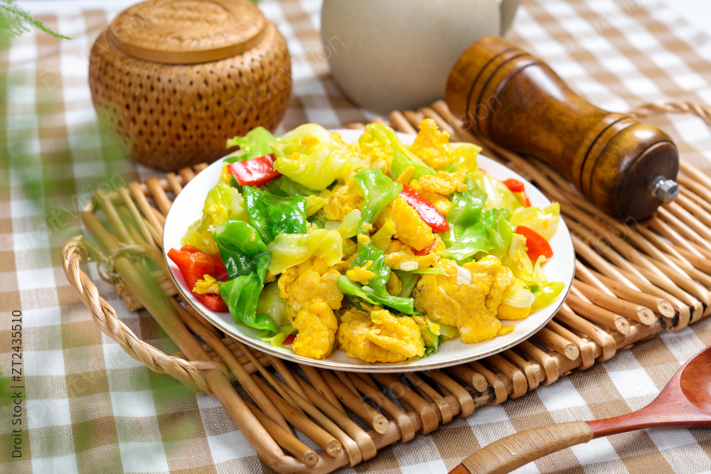 包菜炒鸡蛋图片