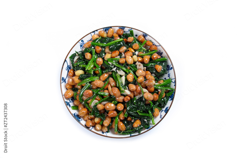 花生炒菠菜图片
