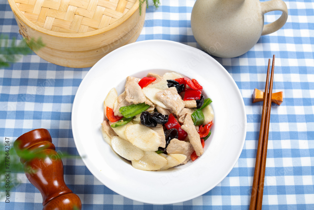 山药炒肉片图片