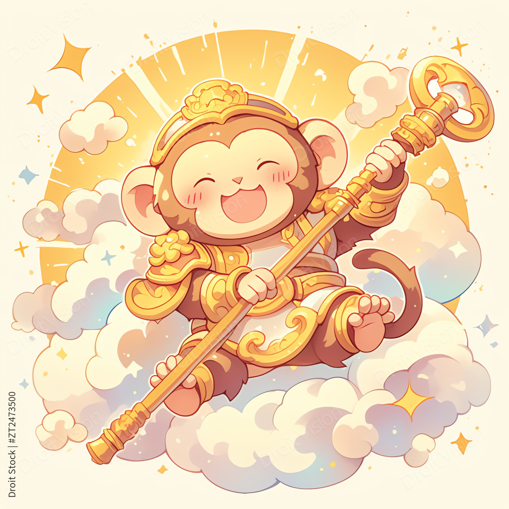 猴子AIGC位图插画图片