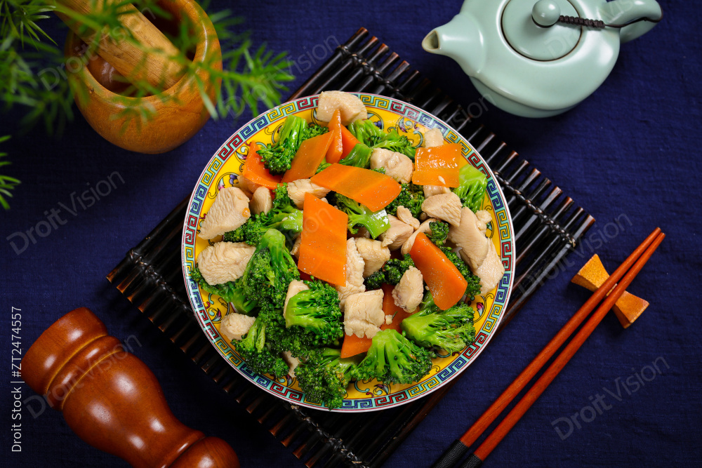 西蓝花炒鸡胸肉图片