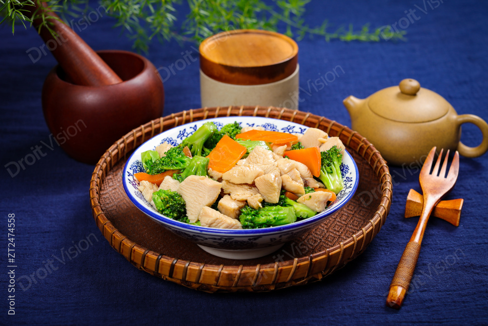 西蓝花炒鸡胸肉图片