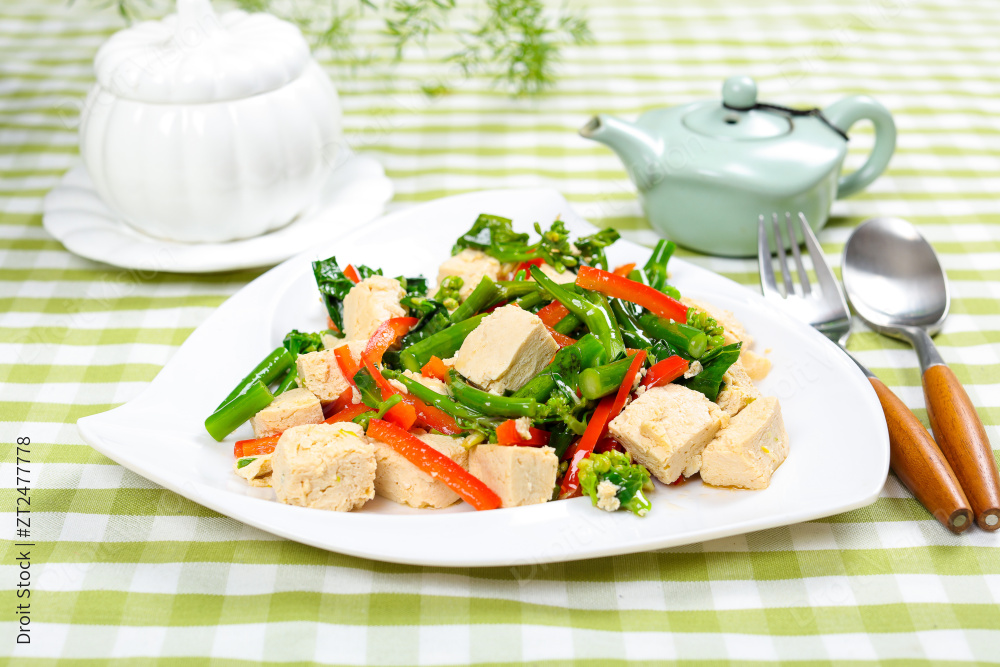 菜心炒冻豆腐图片