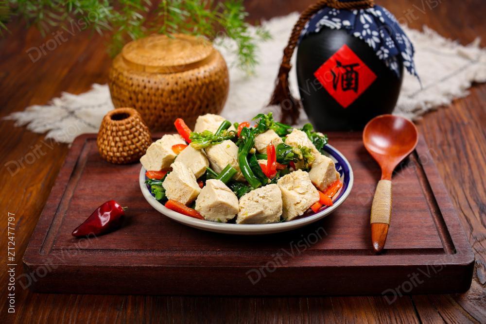 菜心炒冻豆腐图片
