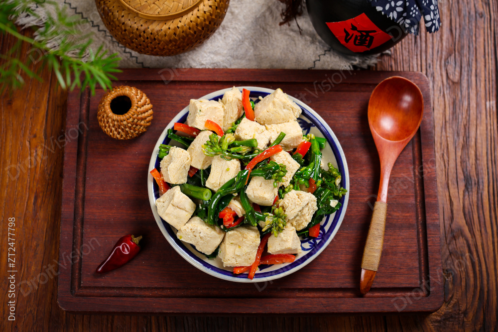 菜心炒冻豆腐图片