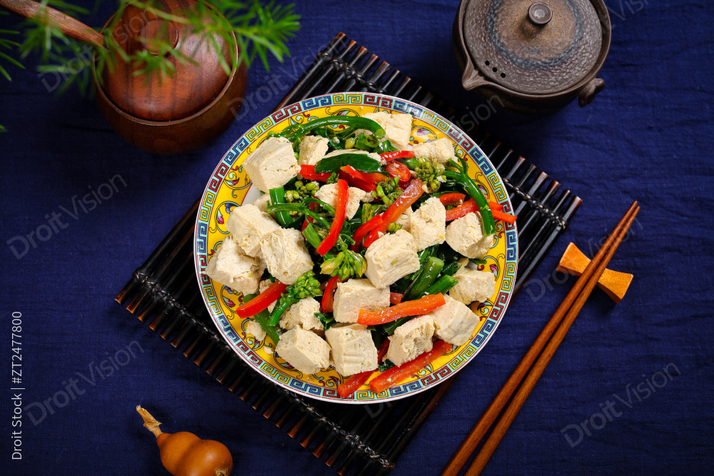 菜心炒冻豆腐图片