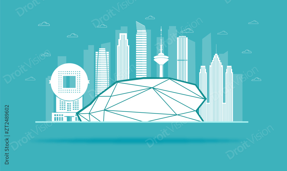 中国辽宁沈阳城市天际线矢量插画图片