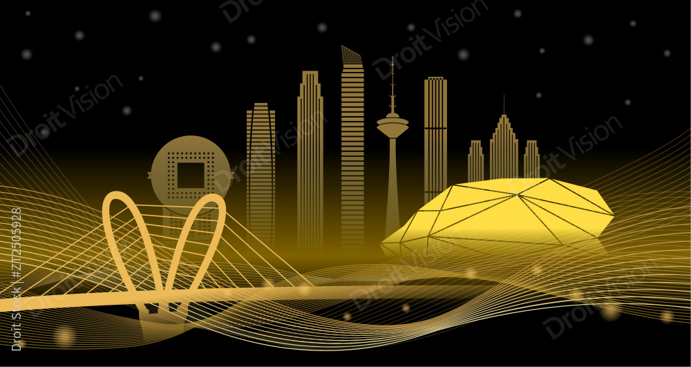 中国辽宁沈阳城市天际线夜景矢量插画图片