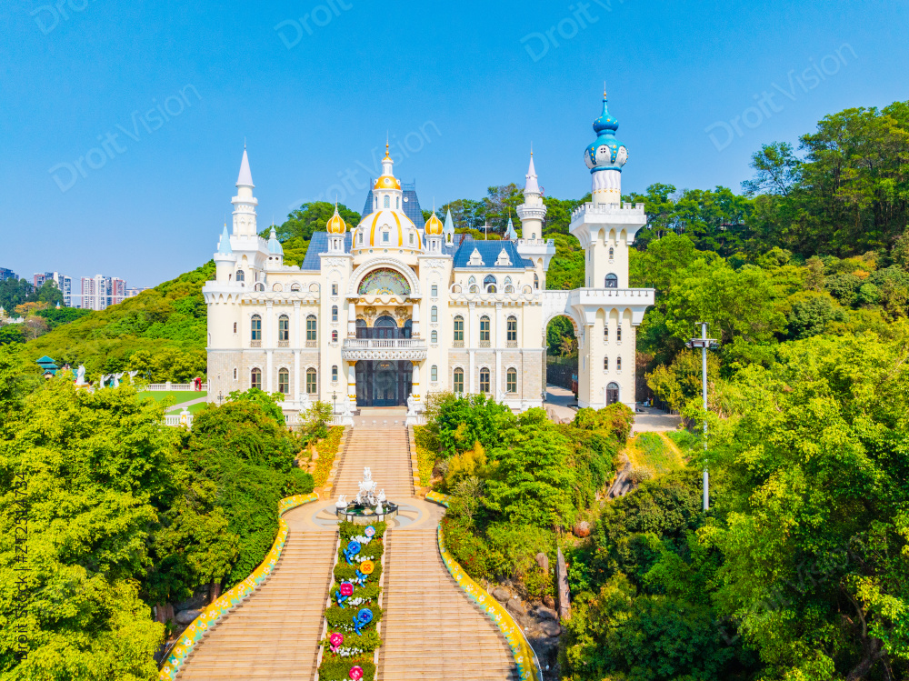 广东东莞凤岗龙凤山庄晴天航拍图片