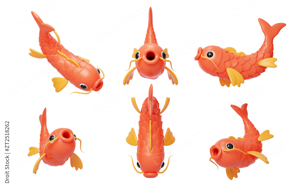 新年春节传统幸运金鱼锦鲤3D图片