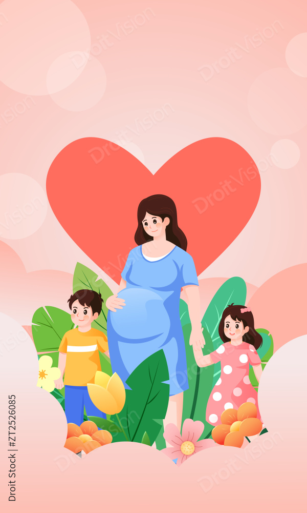母亲节快乐孕妇妈妈矢量插画图片