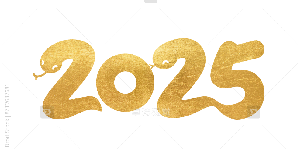 2025年蛇年金色手写字体设计图片
