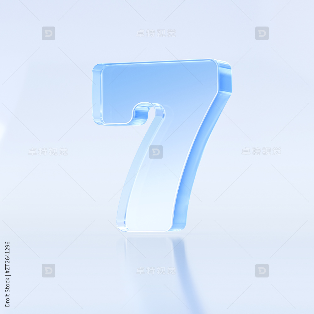科技蓝白倒计时7天数字透光玻璃3D图标图片
