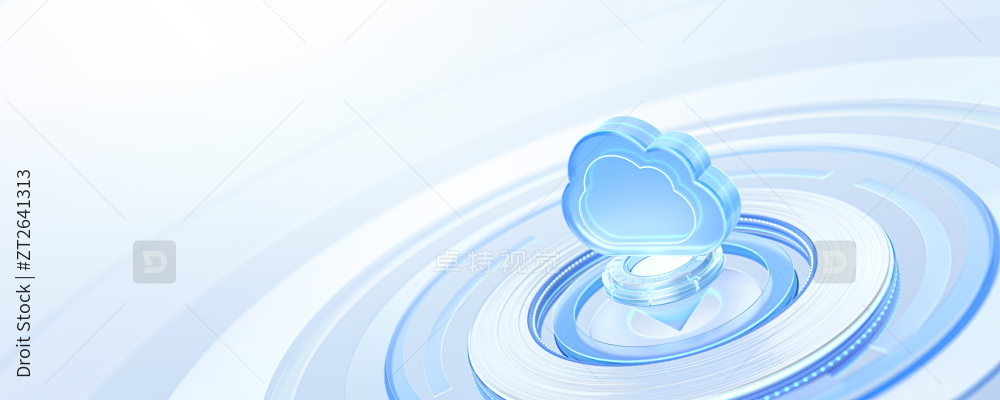 科技蓝浅色圆环大数据云计算B端场景3D图片