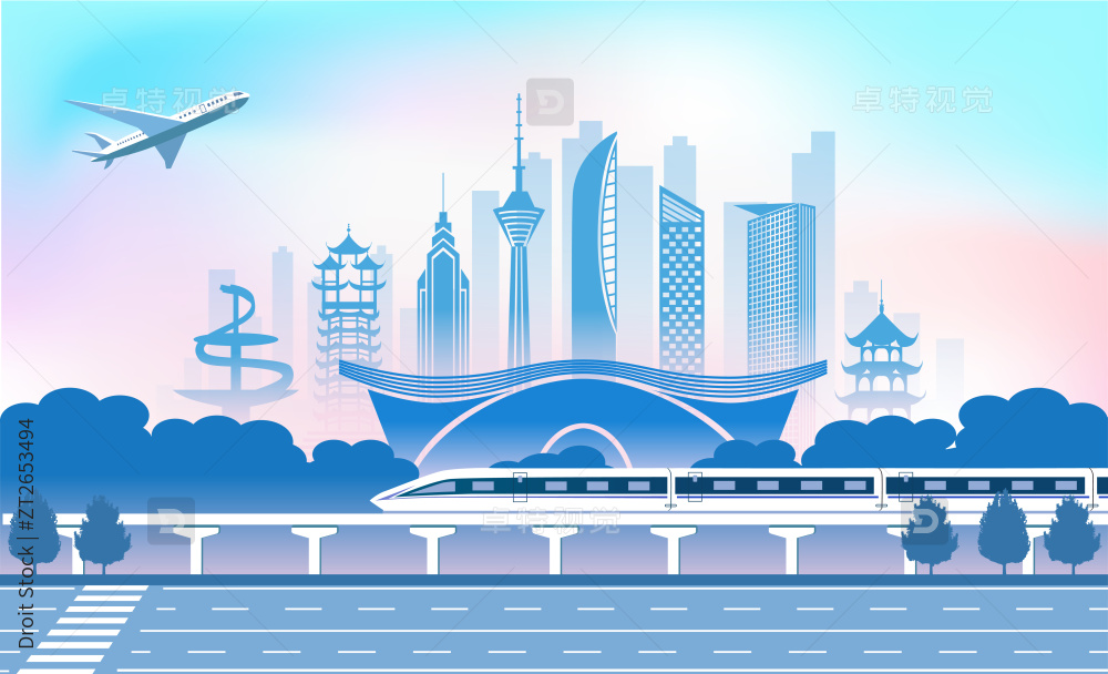 中国旅游交通商务矢量插画图片