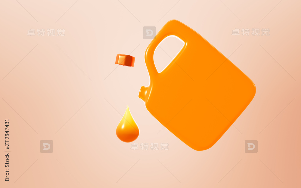 卡通汽油油桶油罐3D渲染图片