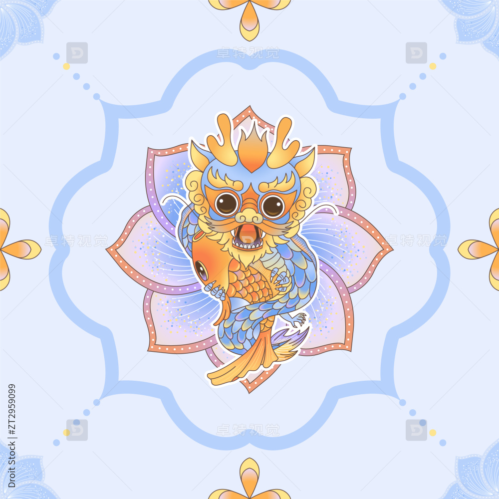 国风龙无缝拼接图案图片