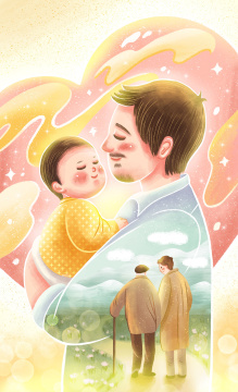 爸爸与孩子的温馨父亲节场景