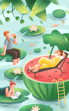 夏天荷花池的女孩们