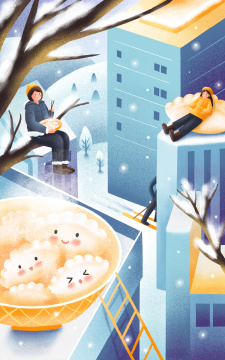 冬天吃饺子的女孩们