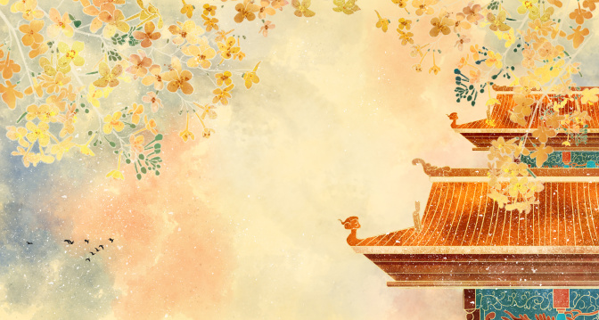 古风秋色桂花落房檐