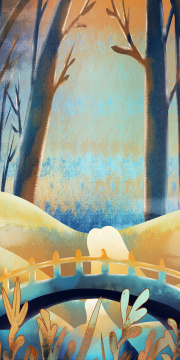 金秋时节的扁平肌理插画