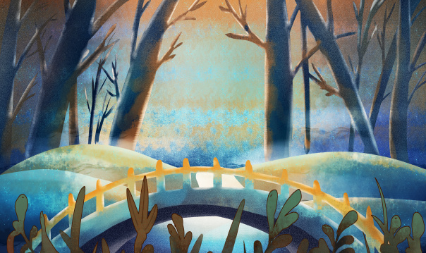 金秋时节的扁平肌理插画