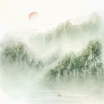 国风意境山水水墨画