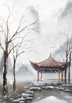 中国风意境园林插画