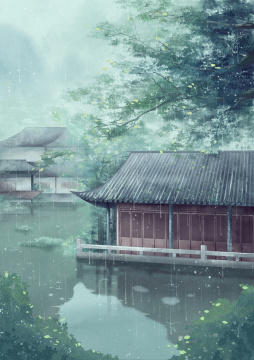 中国风意境园林插画