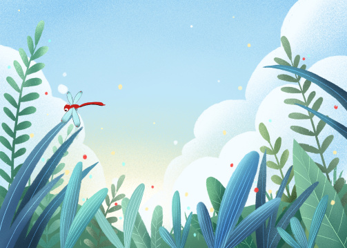 春季花草红蜻蜓