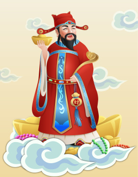站在祥云上的财神爷
