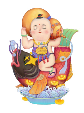 新中式锦鲤福娃年画