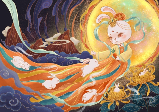 大兔子带着小兔子