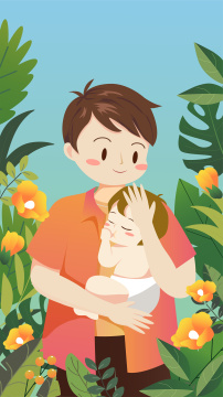 父亲抱着一个婴儿